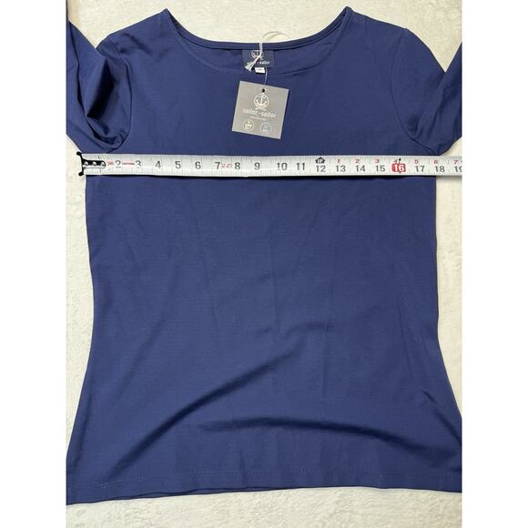 Sailor Sailor Ruffle Sleeve Coastal Top Navy UPF Fabric SZ S Resortwear - Picture 7 of 12